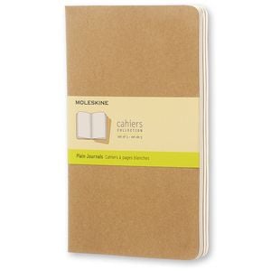 3pc Moleskine 80 Pages Plain Cahier Notebook L Office/student Journal Pad Kraft