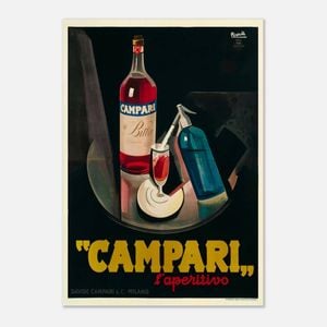 Galrie Campari L'aperitivo Vintage Framed Advertising Poster for Home and Bar Decor, Poster Only, 70 x 100cm (28 x 40inch)