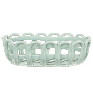 Davis & Waddell Rye Stoneware Oblong Woven Basket Green - 25x15.5x8cm