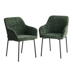 Oikiture Set of 2 Dining Chairs Kitchen Accent Armchairs Chenille Fabric
