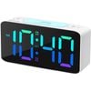 Catzon Digital Alarm Clock With 7 Color Night Light Adjustable Volume-white