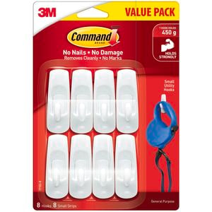 Command Small White Adhesive Hooks Value Pack - 8 Pack