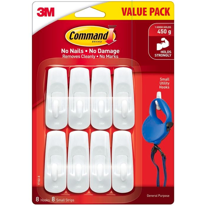 Command Small White Adhesive Hooks Value Pack - 8 Pack