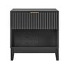 Design Square Raul Fluted Nightstand Bedside Unit Side Table W/ 1-Drawer Black