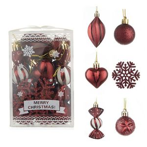 Catzon 26Pcs Christmas Tree Ball Ornaments Set-WineRed
