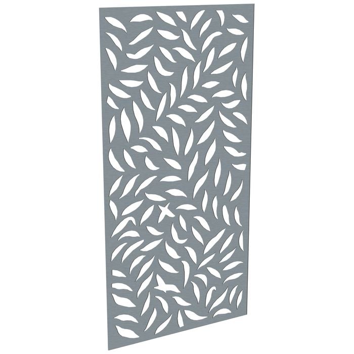 ProtectorAl 300-1200w x 1201-2400h Silver Brushed/Gloss White Large Leaf Unframed Composite Deco Panel