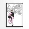 Black and White Fashion Store with Pink Girl   Print 100% Australian Made 90 x 120cm   (Poster)