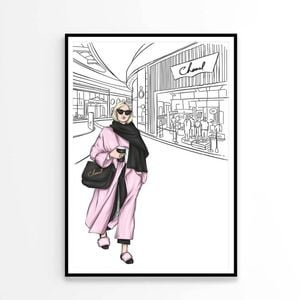 Black and White Fashion Store with Pink Girl   Print 100% Australian Made 90 x 120cm   (Poster)