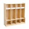 Jooyes Preschool Coat Locker With Cubbies - 4 Section - Original Wood Colour | 110cm | Locker