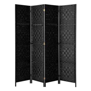 Oikiture 4 Panel Room Divider Screen Privacy Timber Black