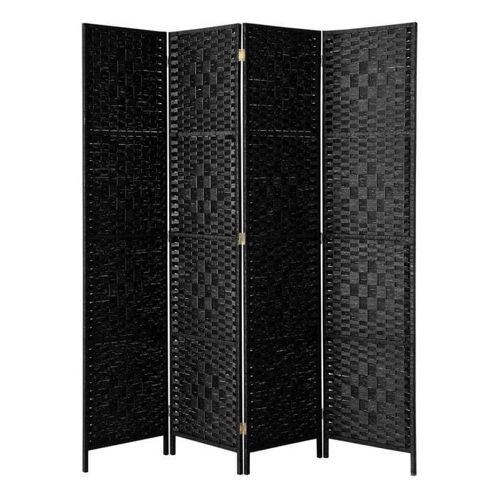 Oikiture 4 Panel Room Divider Screen Privacy Timber Black