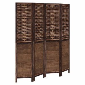 vidaXL Room Divider Privacy Screen 4 Panels Dark Brown Paulownia