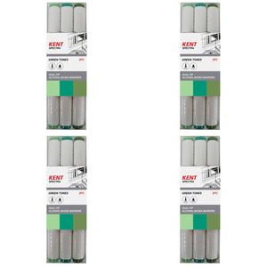 4x 3pc Kent Spectra Graphic Markers Brush Chisel Nib Drawing/design Green Set