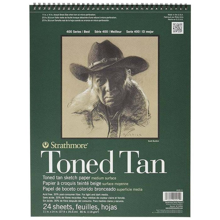 Strathmore 400 Series Toned Art/sketch Pad Tan Wire 11''x14'' 24 Sheets