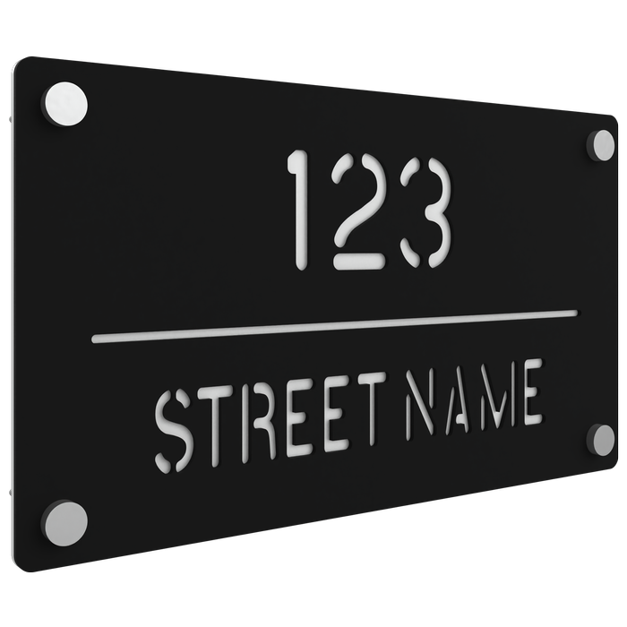 ProtectorAl 380 x 220mm Black Aluminium Cut Through Custom House Sign