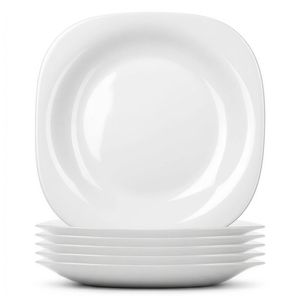 Argon Tableware Square Opalware Buffet Dinner Plates - 22.5cm - White - Pack of 6