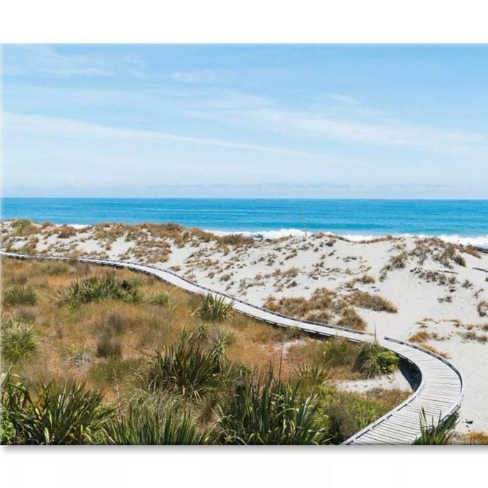 Sand Beach with Wooden Walking  Print 100% Australian Made 75 x 50cm  (Stretched)