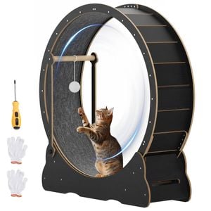 Advwin Cat Exercise Wheel with Teaser 2in1 Pet Treadmill