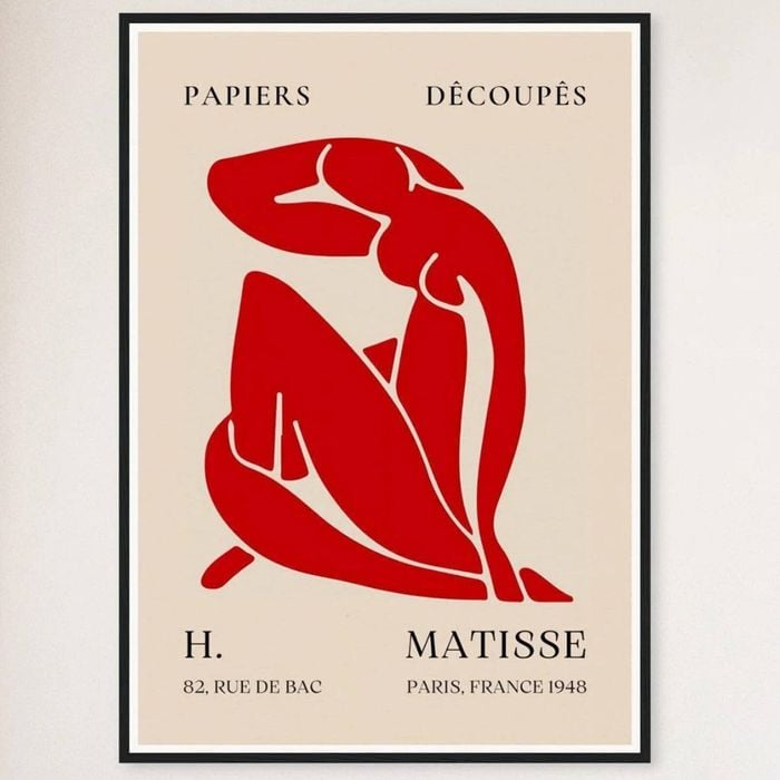 Galrie Papiers Découpés H. Matisse Print Red Silhouette (1948) Elegant for your Home, Black Frame, A2 42 x 60cm (16 x 24inch)