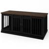 Paws and Willow Open Plan Night Sky with Espresso Top  Wooden Dog Crate Barn Doors with Bars