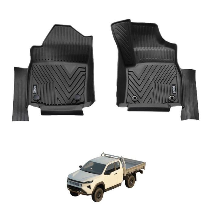 AUSGO 5D Injection Car Floor Mats for Toyota Hilux Auto Transmission Single / Extra Cab 2025-Onwards All-Weather Floor Liners