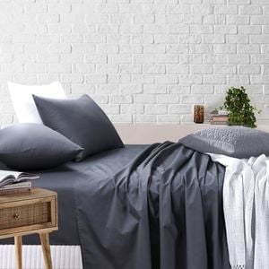 Amsons Sheet Set - King Fitted & Flat Sheet With Pillowcases - Charcoal