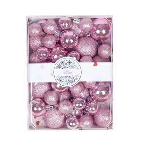 Catzon 42 Pcs Plastic Christmas Balls Sequins and Matte for Holiday Party Wedding-Pink