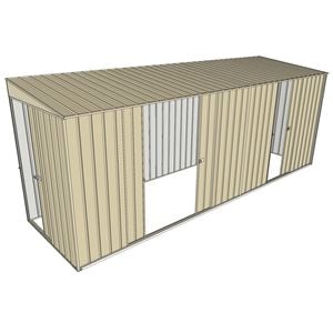 Build-a-Shed 1.5 x 5.2 x 2m Double and Single Sliding Side Door Skillion Shed - Cream
