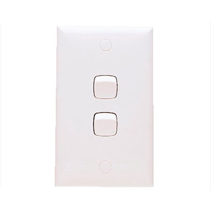 HPM 2 Gang Light Switch White