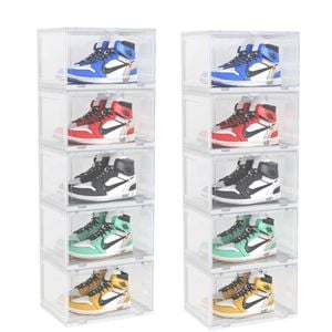 Soga 2x 5-tier Transparent Shoe Organiser Stackable Folding Storage Box Magnetic Door