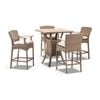 Sahara Teak Top 4 Seater Bar Setting In Half Round Wicker Brushed Wheat With Wanika Stools & Cream Cushions