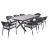 FurnitureOkay Nice-Mosman 9-Piece Ceramic Outdoor Extendable Dining Setting (With 160/210x100cm Table) - Charcoal