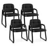 Costway Waiting Room Guest Chairs Set Of 4 Leather Office Sled Base