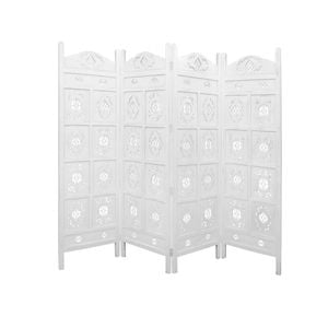 Oval Jali Room Divider 4 Panel Privacy Screen Partition - White