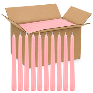 144x Tapered Dinner Candles Unscented Taper Wedding Candle 25cm in Pink - Pink | Candle