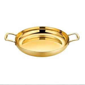 SOGA 36cm Gold Flat Base Seafood Dry Pot