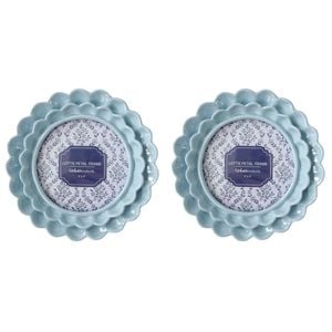 2PK Urban Resin/Wood Lotti Petal Round Photo Picture Frame 4x4in 15cm Blue