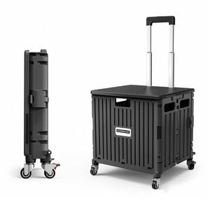 Viviendo Foldable Shopping Trolley, 65L Collapsible Utility Cart