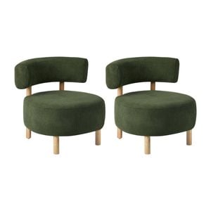 Oikiture Set of 2 Wooden Armchair Lounge Chair Velvet Accent Armchairs