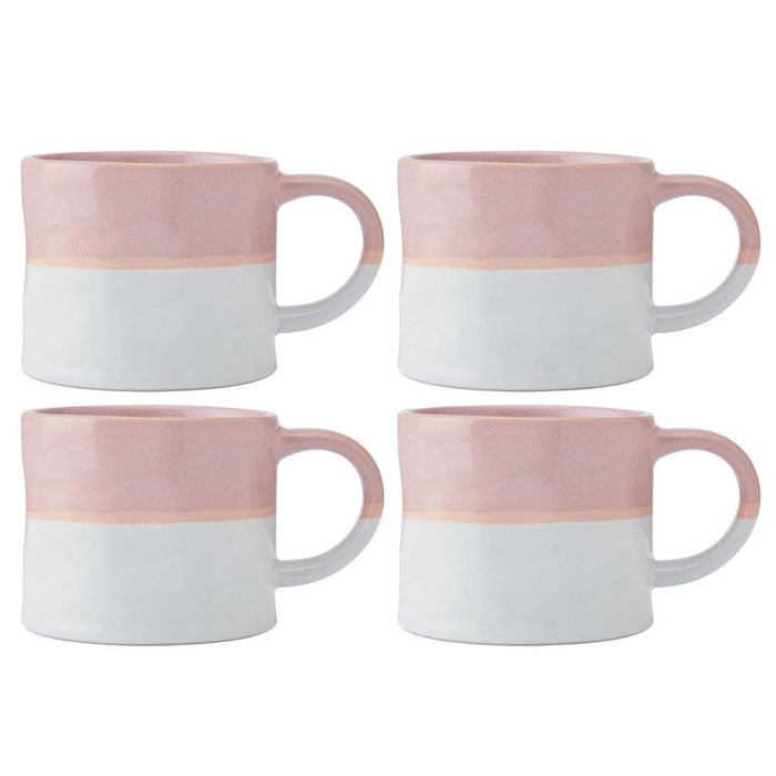4PK Mikasa 350ml Ombre Coffee Mug Cup Clay Drinkware Pink/White
