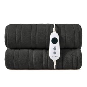 Dreamaker Kingston Coral Fleece Washable Electric Heated Throw Blanket Charcoal 180x200cm | Overheat Protection & Auto-off
