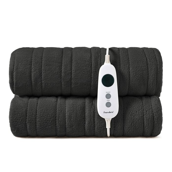 Dreamaker Kingston Coral Fleece Washable Electric Heated Throw Blanket Charcoal 180x200cm | Overheat Protection & Auto-off