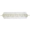 Embroidered Faux Silk Table Runner 33 x 135 cm Fleur White Gold