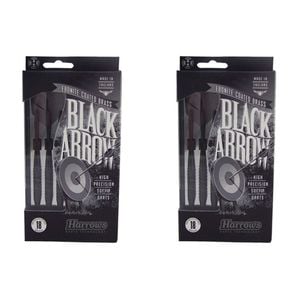 2x 3pc Harrows Black Arrow Soft Tip Dart Flights Shafts w/Case Sports Accessory