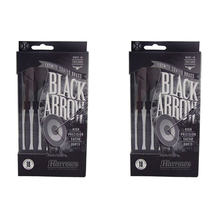 2x 3pc Harrows Black Arrow Soft Tip Dart Flights Shafts w/Case Sports Accessory