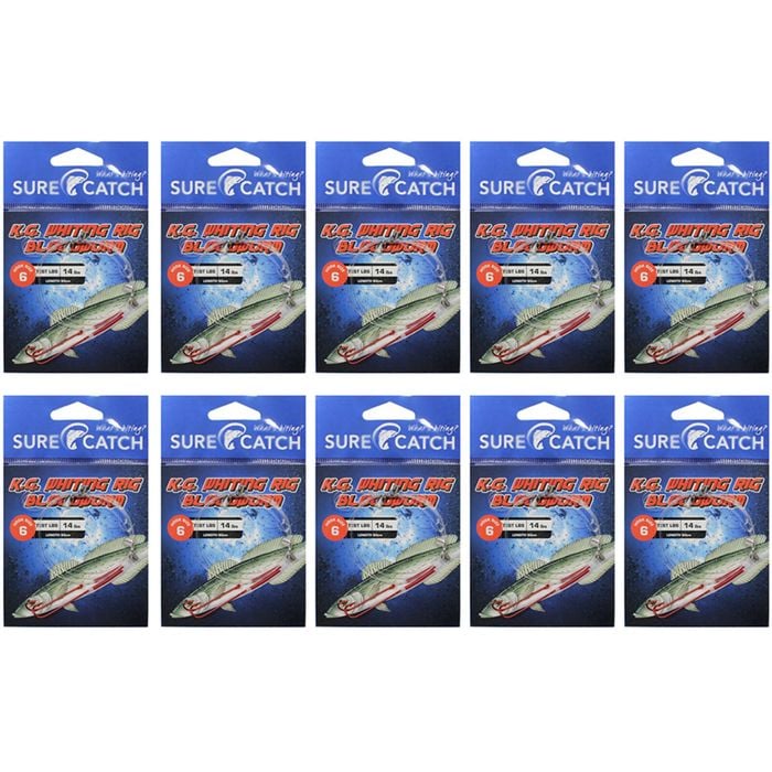 10x Surecatch King George Whiting Rig Chemical Sharpened Bloodworm Hook - Size 6