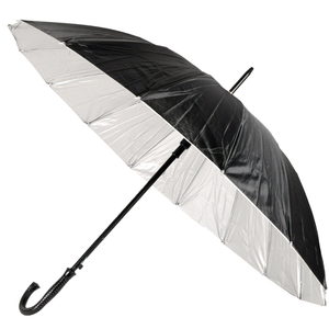 110cm Large Umbrella Classic Hook Handle Rain Costume Prop Black/Silver