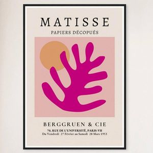 Galrie Henri Matisse Pink Foliage Exhibition Print from Galerie Berggruen & Cie, Black Frame, A3 30 x 42cm (12 x 16inch)