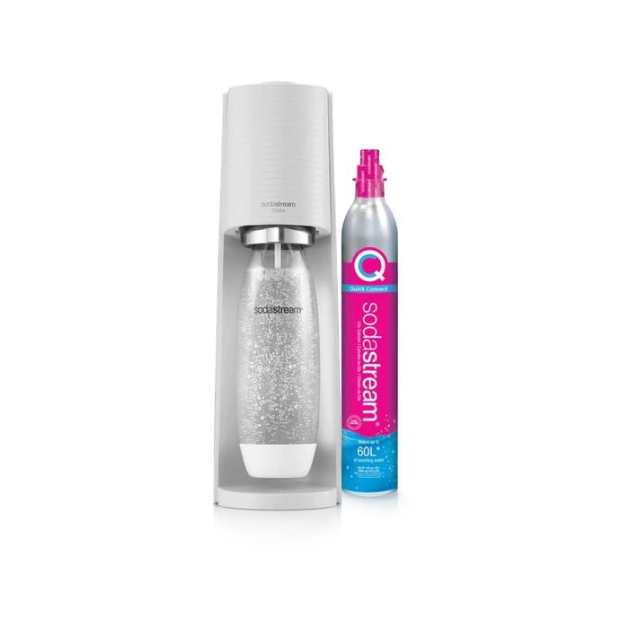 SodaStream Terra Classic Sparkling Water Maker w/60L Cylinder & 1L Plastic Bottle White