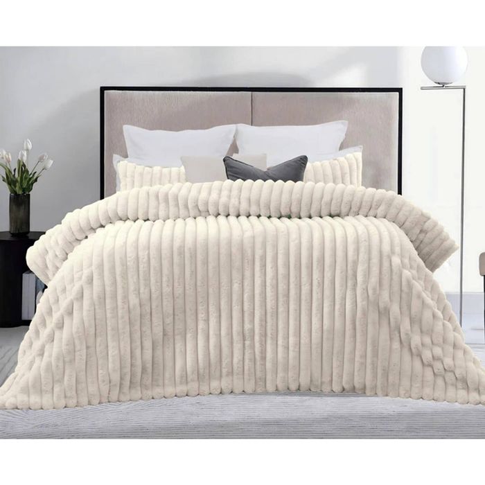 Cdsi Arna Fleece Comforter Queen W/ 2 Pillow Cases Coconut Milk 240x240cm